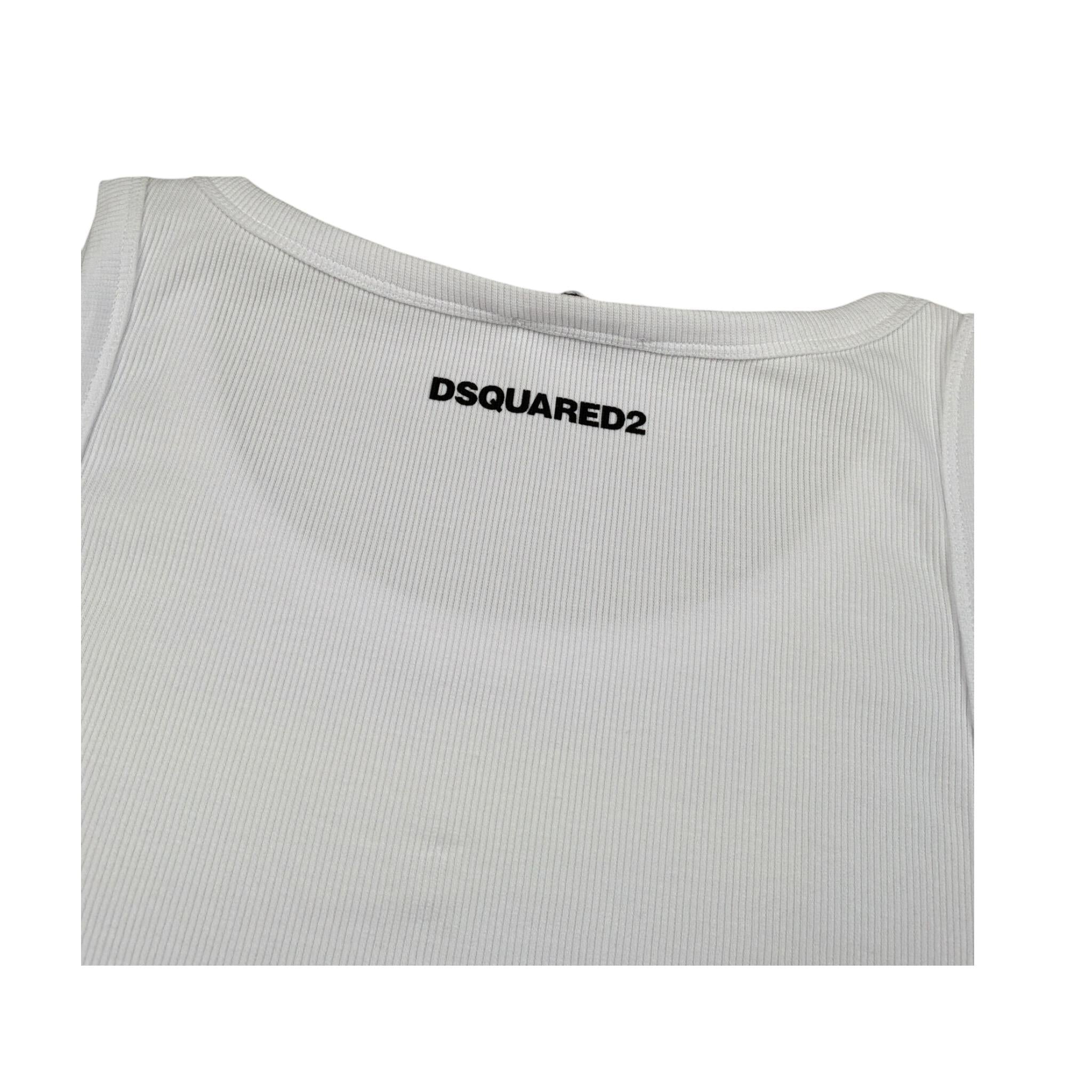 Dsquared2 Canotta Girocollo tinta unita con Logo Bianco per Bambino DQ2783X BIANCO DSQUARED2 