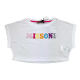 Missoni T-Shirt Tinta Unita Con Stampa Modello Crop Bianco Per Bambina
