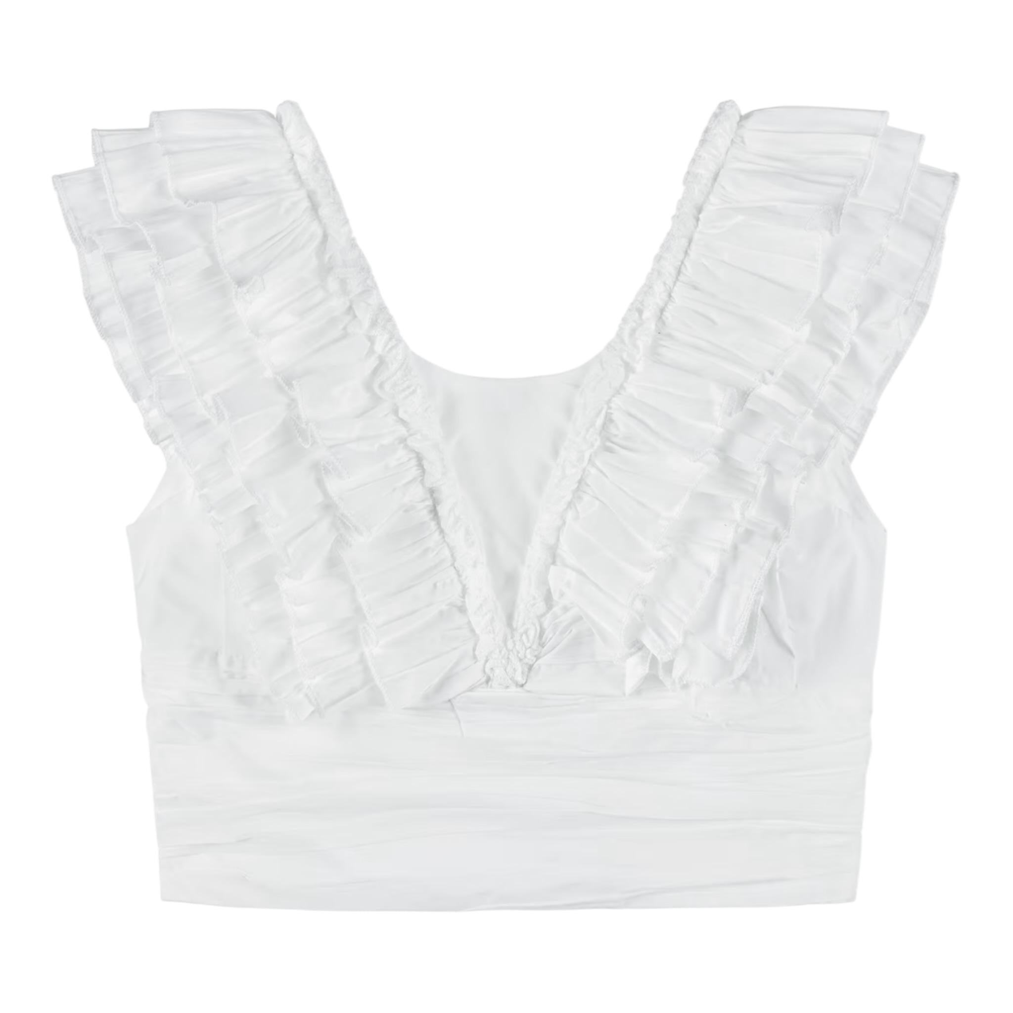 Fun & Fun Top Giromanica Tinta Unita con Rouches per Bambina FNCJSH00983 BIANCO FUN & FUN 