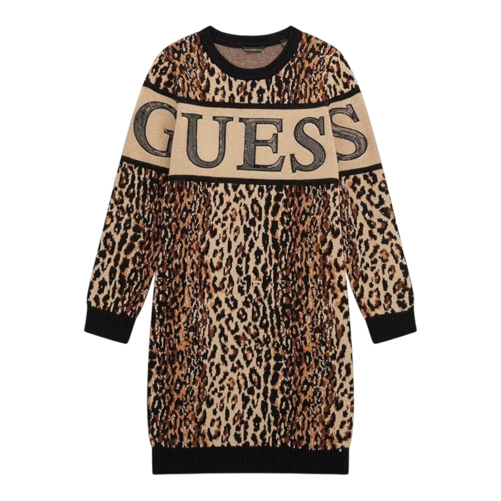 GUESS abito in maglia tinta unita con fantasia maculata Beige per Bambina J4BK17Z3I50 BEIGE GUESS 