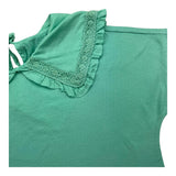 Zhoe & Tobiah T-Shirt Tinta Unita Con Colletto Verde Acqua Per Bambina