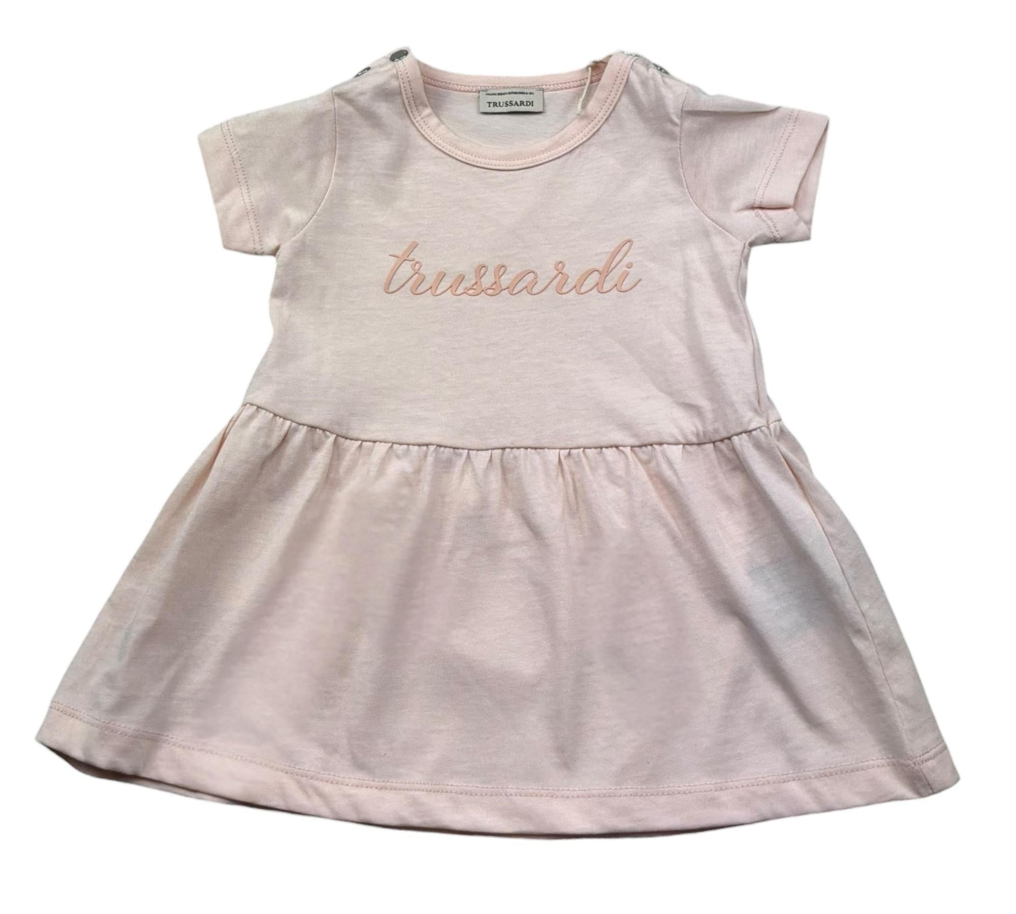 Trussardi Abito Mezza Manica Tinta Unita con Logo per Neonata TIP26018VE ROSA TRUSSARDI 