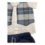 Barcellino Completo 2 Pezzi Camicia-Bermuda Bianco/Blu Per Neonato