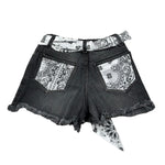 Saint Barth Short In Denim Tinta Unita con Foulard per Bambina KOK00010416 NERO SAINT BARTH 