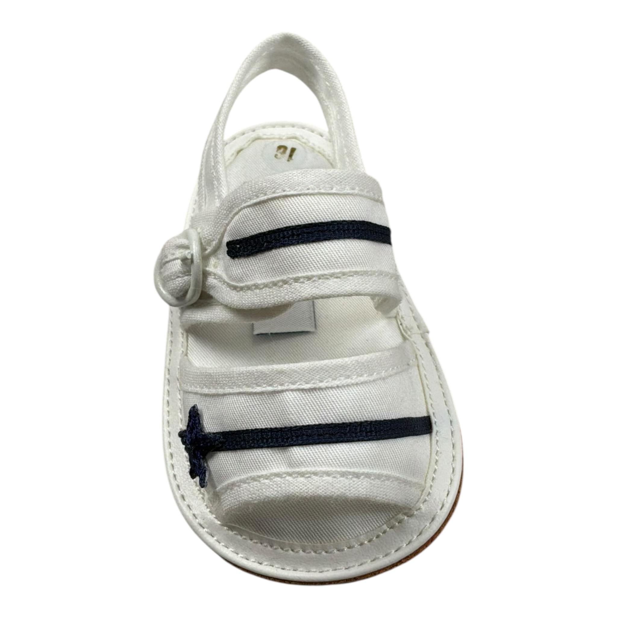 Aletta Sandalo tinta unita con Fantasia Bianco per Neonato STH2071 BIANCO ALETTA 