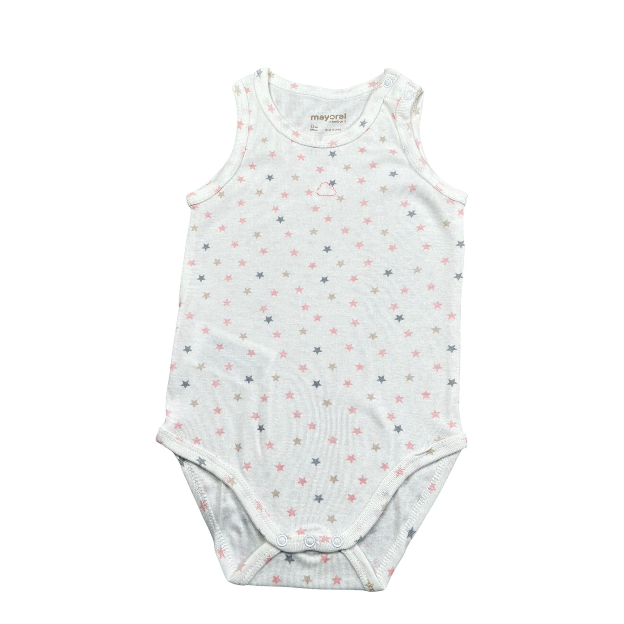 Mayoral Body Tinta Unita Giromanica con Stampa per Neonata 170666F BIANCO MAYORAL 
