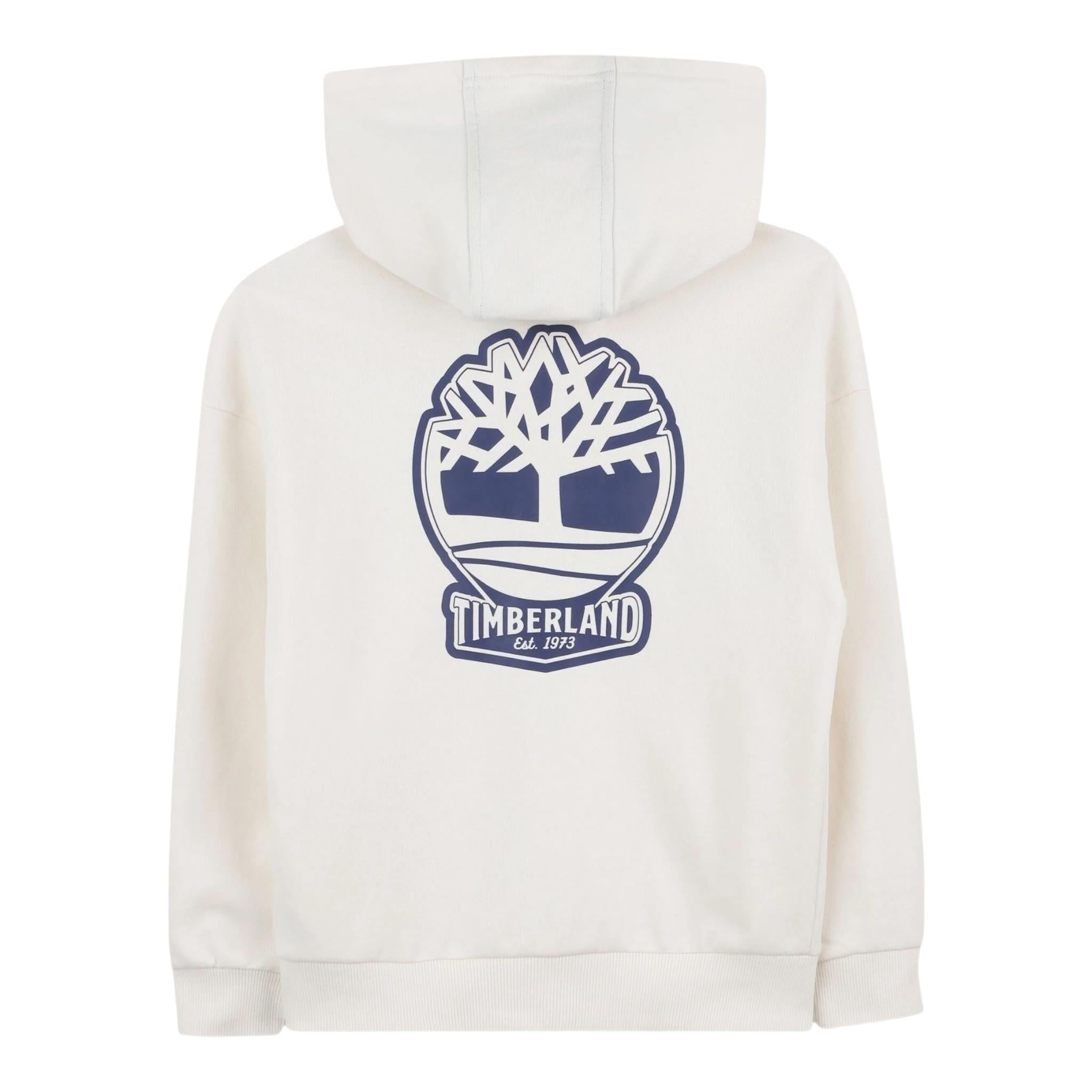 Timberland Felpa con Zip E Cappuccio Tinta Unita con Stampa Logo per Bambino T60451 PANNA TIMBERLAND 