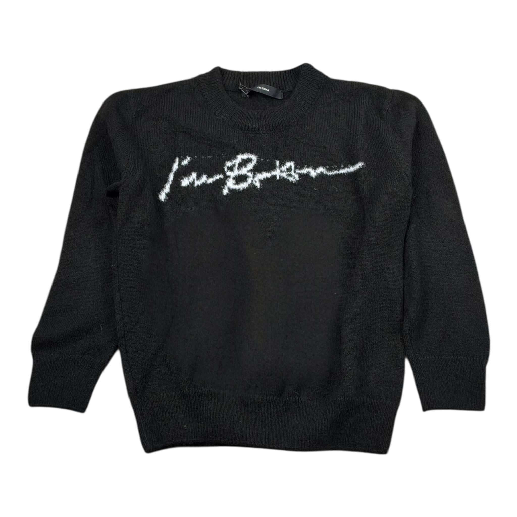 I'M Brian Maglia Girocollo Tinta Unita con Stampa per Bambino MA2622J NERO I'M BRIAN 