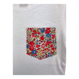 Pesciolino Rosso T-Shirt Tinta Unita Con Taschino In Contrasto Bianco Per Neonata