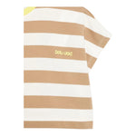 Dou Dou T-Shirt Girocollo Bicolore con Fantasia A Righe per Bambina DW8A21X PANNA/BEIGE DOU DOU 