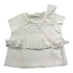 Liu Jo T-Shirt Tinta Unita Girocollo con Tulle per Bambina KA5134J BIANCO LIU JO 