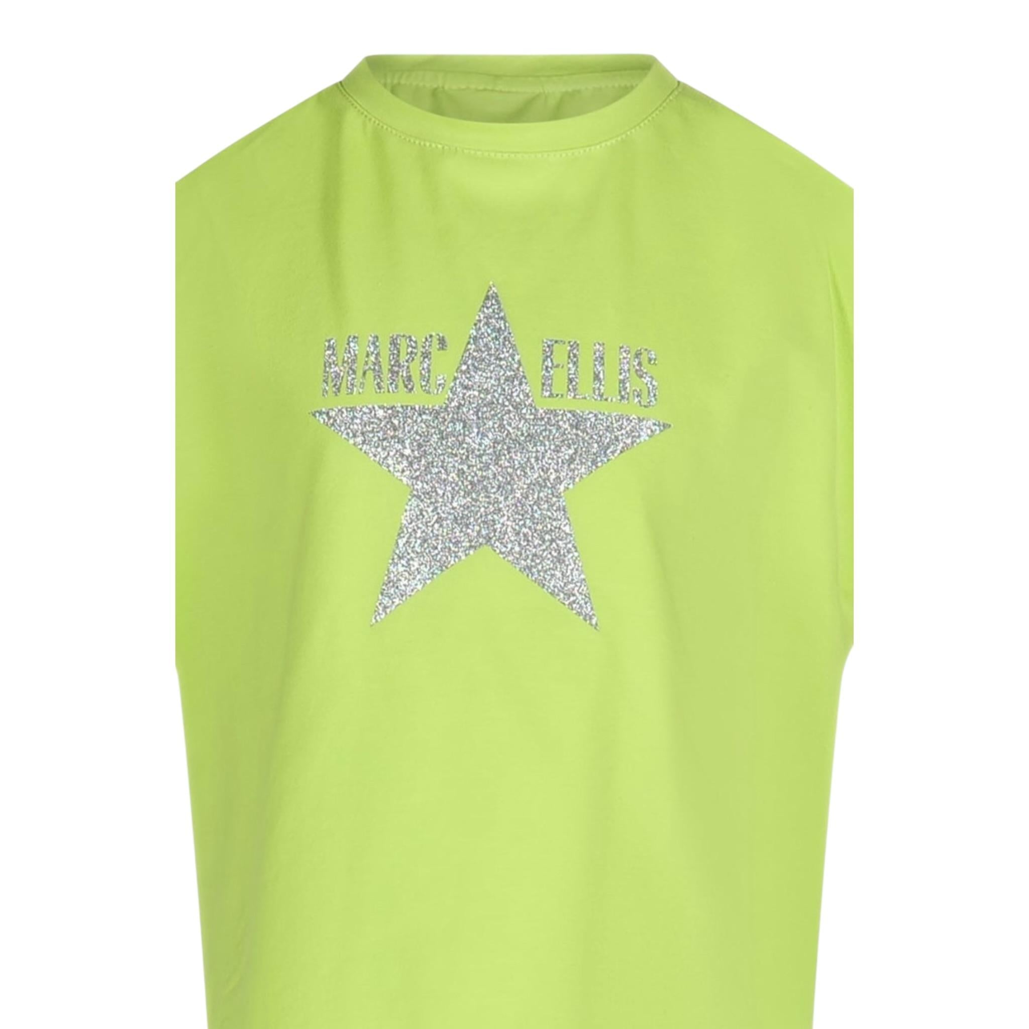 Marc Ellis T-Shirt Girocollo Tinta Unita con Brillantini per Bambina JMJTS16519 VERDE MARC ELLIS 