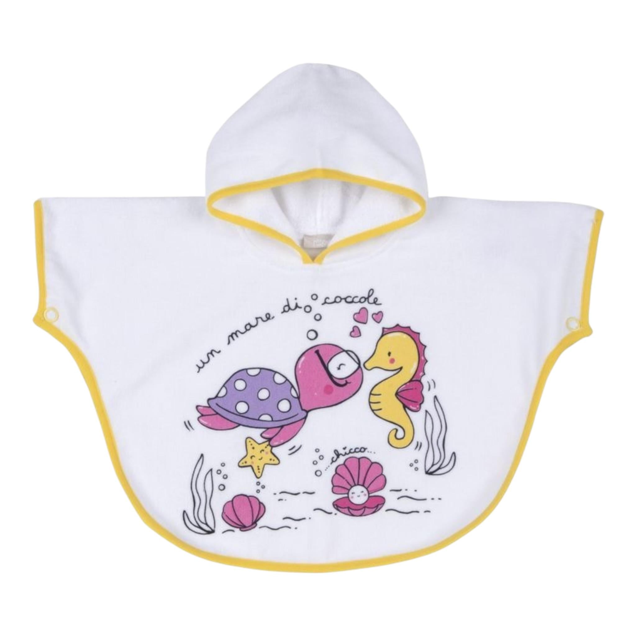 Chicco Accappatoio Tinta Unita con Stampa per Neonato CHIU BIANCO CHICCO 