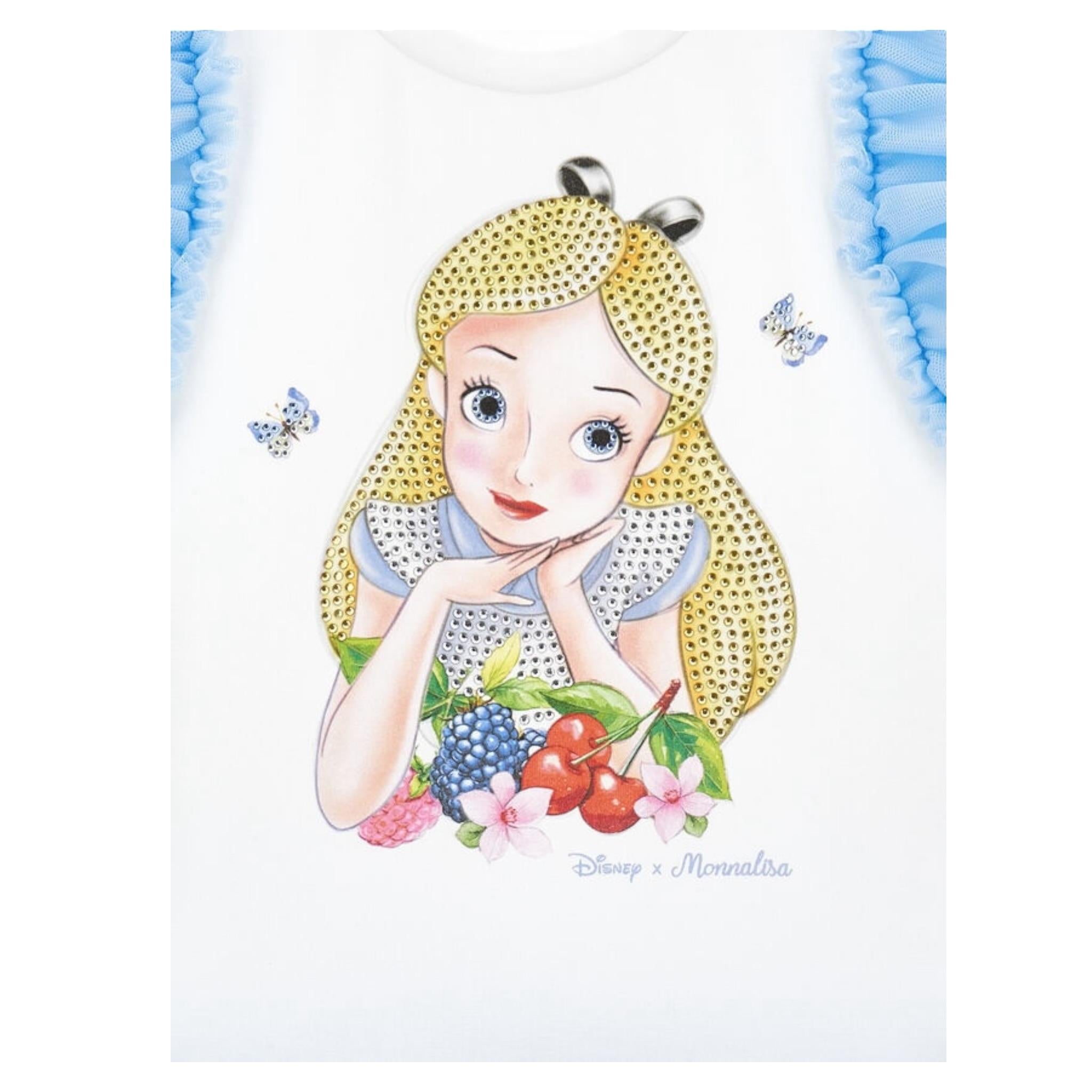 Monnalisa Abito Bicolore con Stampa E Brillantini per Neonata 19E918NX BIANCO MONNALISA 