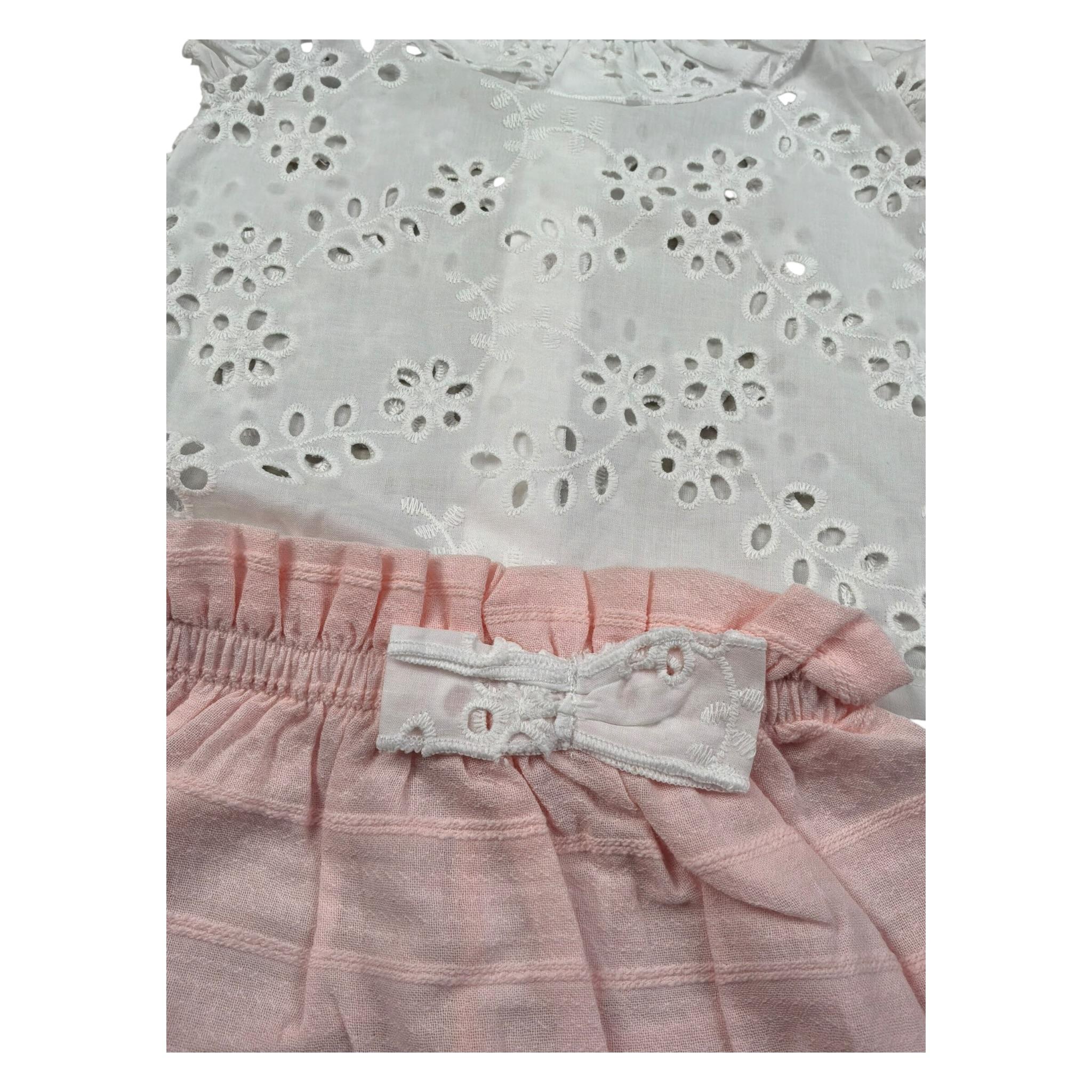 Baby Vip Completo 2 Pezzi Camicia-Culotte Bicolore per Neonata T1383 BIANCO/ROSA BABY VIP 