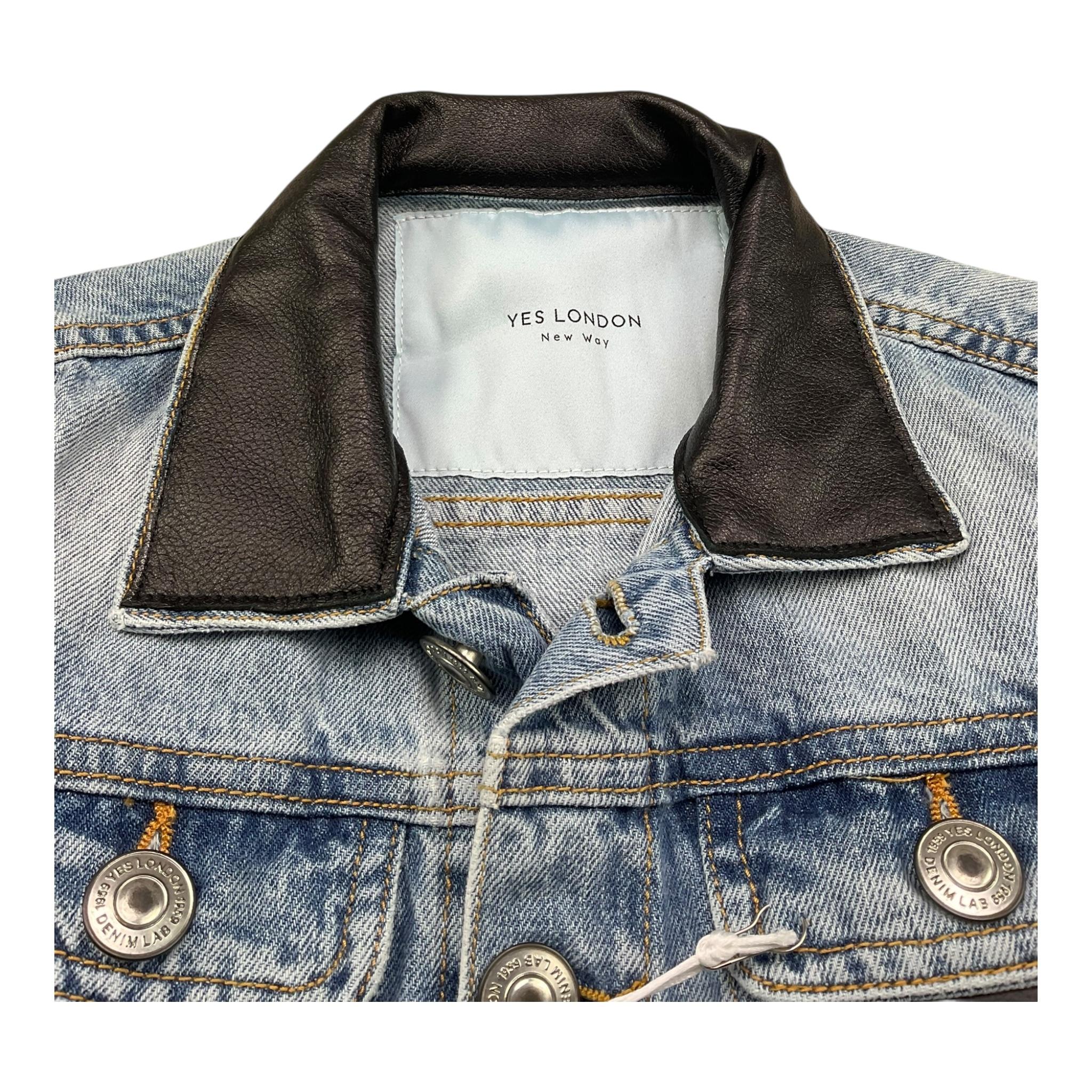Yes London Giubbino In Denim Tinta Unita con Maniche In Contrasto per Bambino JR0043 AZZURRO YES LONDON 