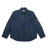 C.P. Company Camicia Tinta Unita Con Tasche E Zip Blu Per Bambino