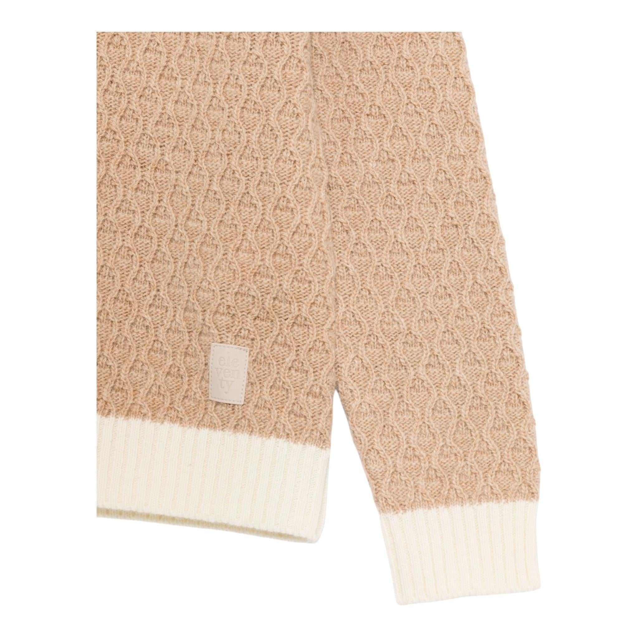 ELEVENTY maglia mezzo collo tinta unita con profili in contrasto Beige per Bambina EV9P10 BEIGE ELEVENTY 