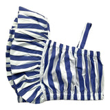 Piccola Ludo Top Monospalla Bicolore Con Fantasia A Righe Bianco Per Bambina