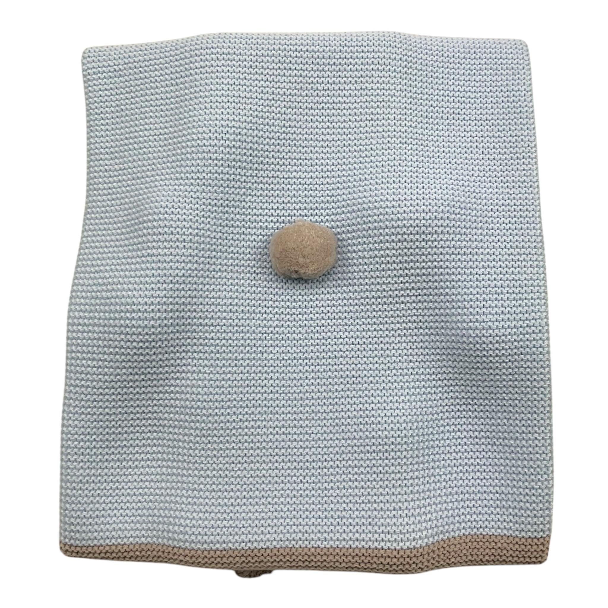 BABY LORD coperta bicolore con pon pon Marrone/azzurro per Neonato 114 MARRONE/AZZURRO BABY LORD 