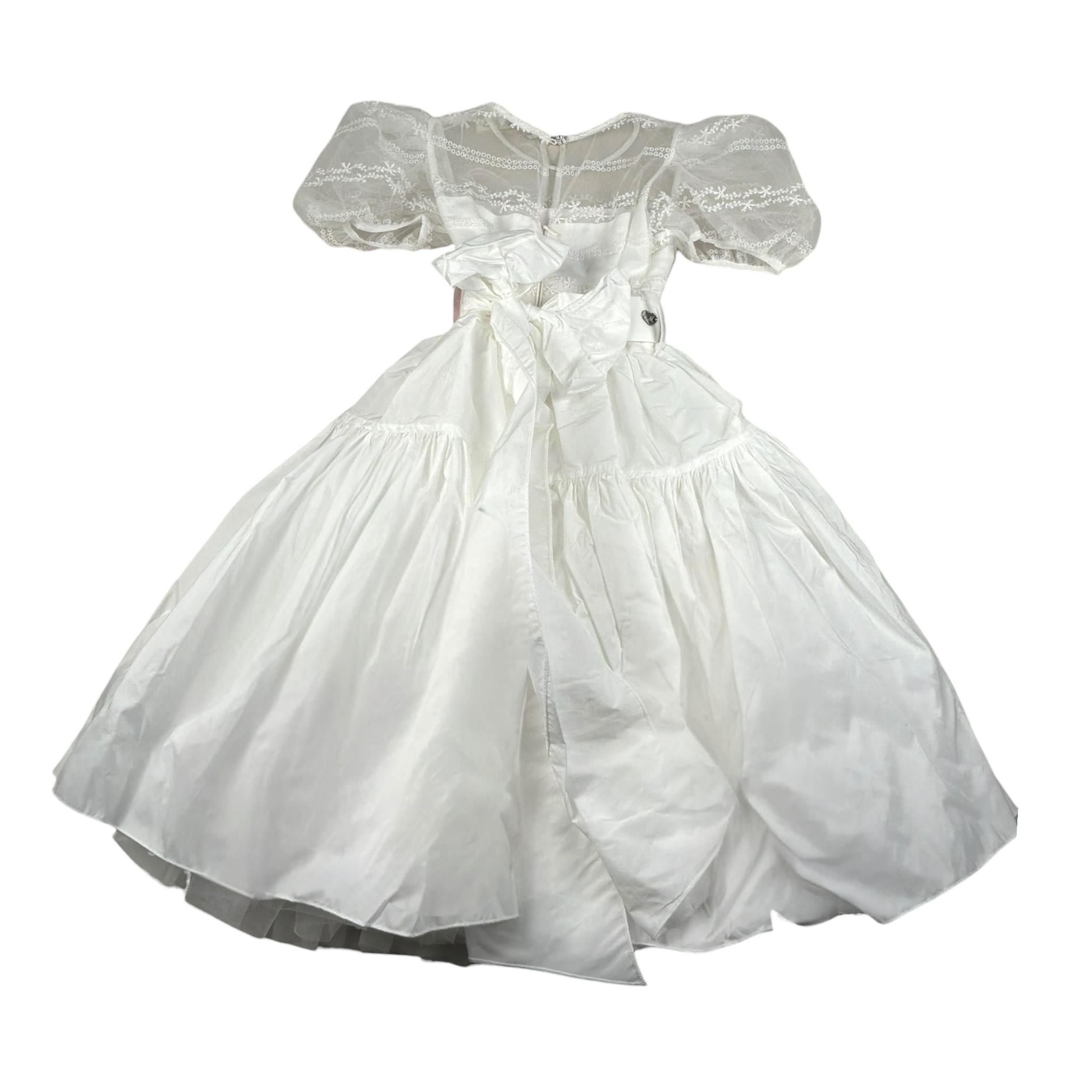 Monnalisa Abito Cerimonia Tinta Unita Mezza Manica per Bambina 77E900 BIANCO MONNALISA 