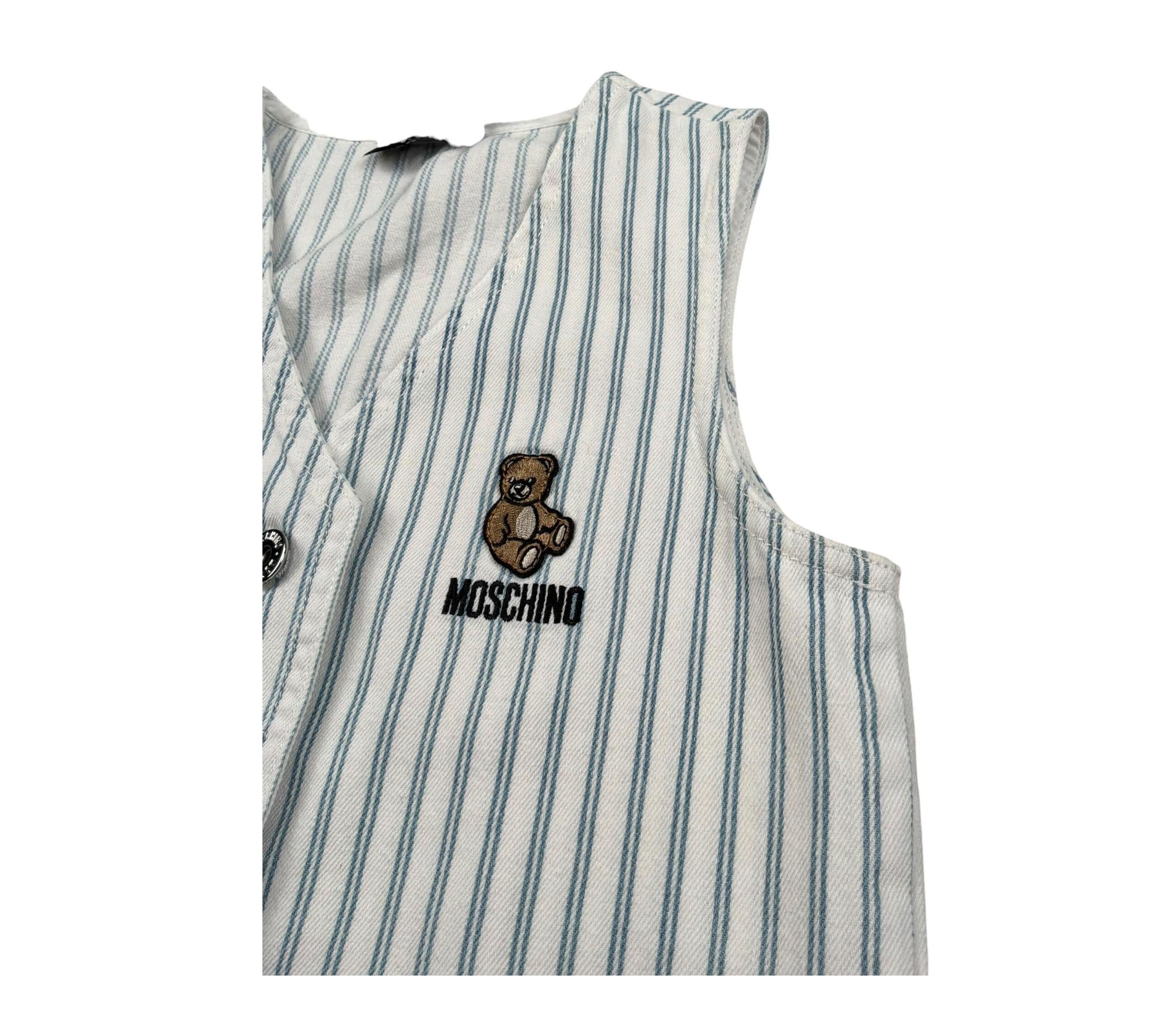 Moschino Gilet Tinta Unita Fantasia A Righe per Bambino HDN001 BIANCO MOSCHINO 