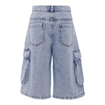 Moschino Bermuda Tinta Unita In Denim con Tasconi per Bambino HUQ023 AZZURRO MOSCHINO 