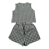 Il Gufo Completo 2 Pezzi Top-Short Bicolore con Fantasia A Quadri per Bambina P25DP540C3161 BIANCO/VERDE IL GUFO 