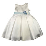 Bella Brilli Abito Cerimonia Tinta Unita Giromanica Con Tulle Bianco Per Bambina