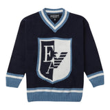 EMPORIO ARMANI maglia scollo a v tinta unita con logo Blu per Bambino 6L4M50 BLU EMPORIO ARMANI 