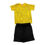 Cesare Paciotti Completo 2 Pezzi T-Shirt-Bermuda Bicolore Giallo/Nero Per Neonato