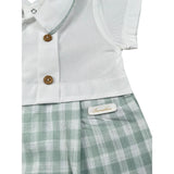 Barcellino Pagliaccetto Bicolore con Fantasia A Quadri per Neonato 120303 BIANCO BARCELLINO 