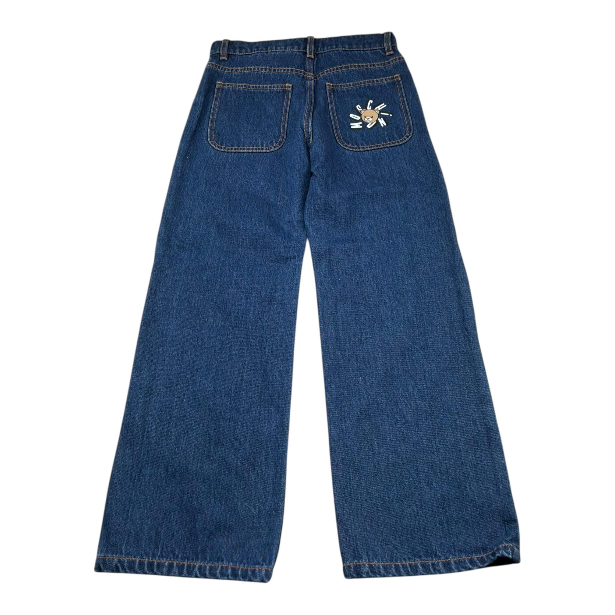 Moschino Jeans Tinta Unita Modello A Palazzo per Bambina HUP08V BLU MOSCHINO 