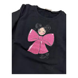 LIU JO abito in felpa girocollo tinta unita con stampa Nero per Bambina KF4107XX NERO LIU JO 