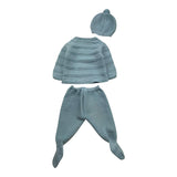 JULIANA completo 3pz tinta unita maglia-ghettina-cappello Azzurro per Neonato 24553 AZZURRO JULIANA 