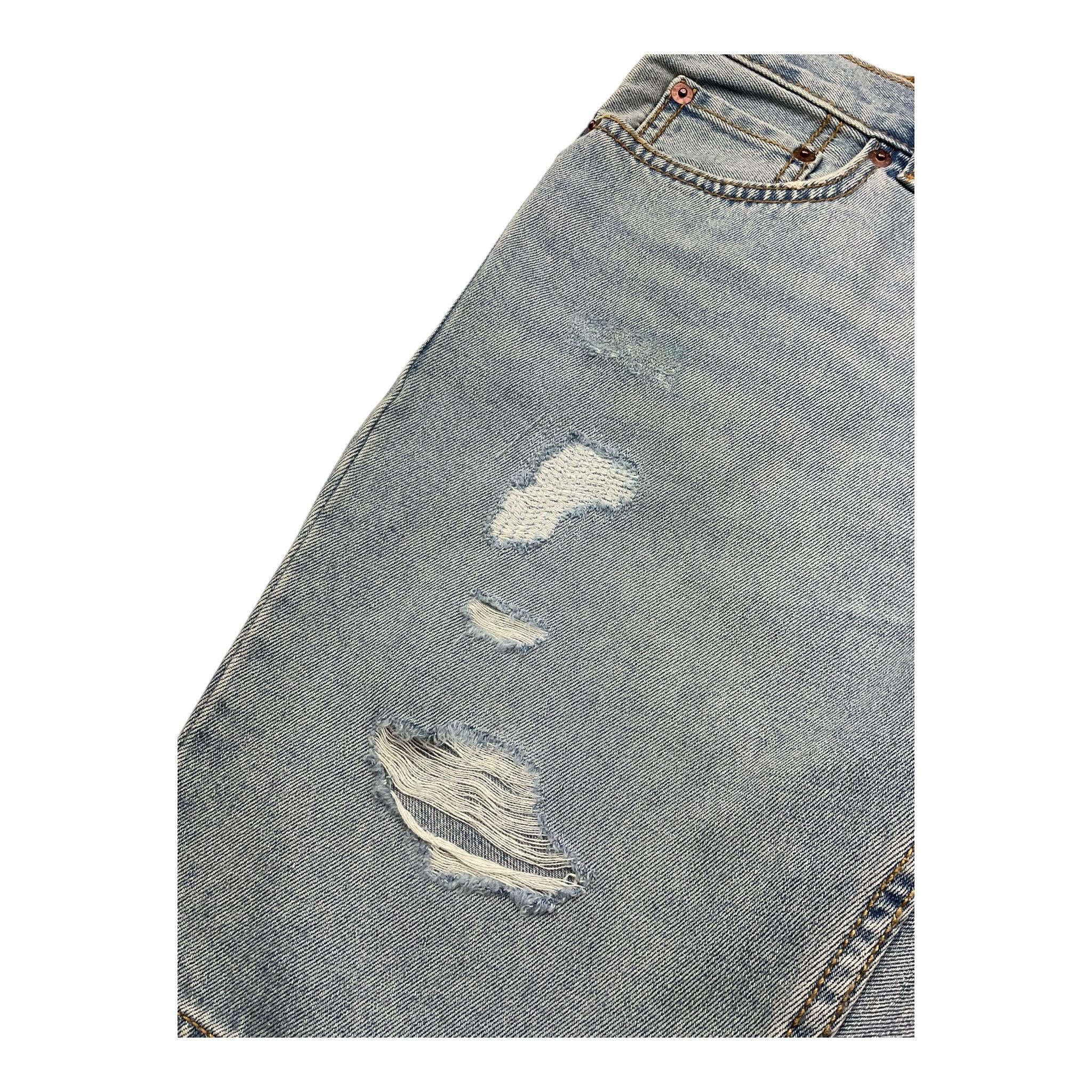 Levi'S Bermuda In Denim Tinta Unita con Strappi per Bambino 89EK7191J AZZURRO LEVI'S 