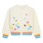 BillIEBLUSH cardigan tinta unita cn stampa cuori Panna per Neonata U20633 PANNA BillIEBLUSH 