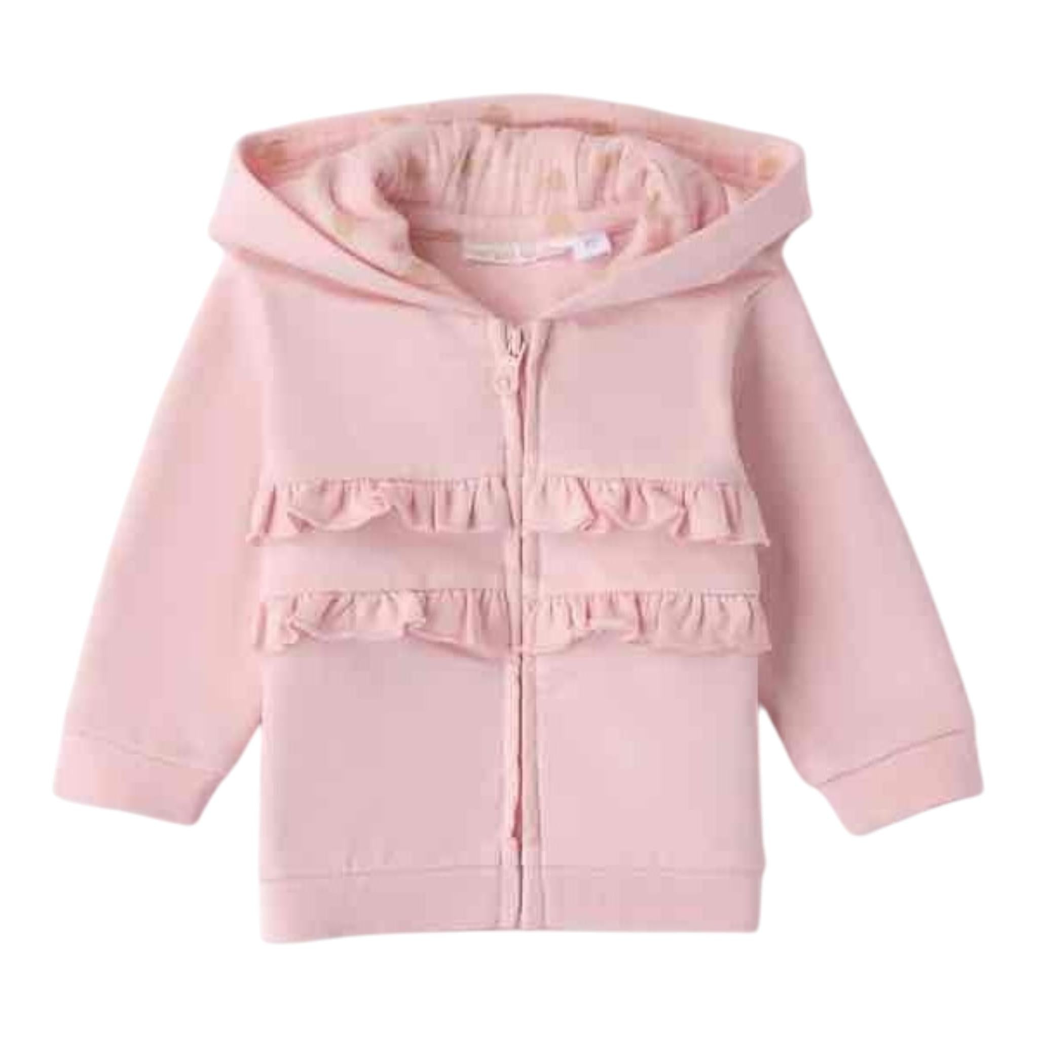 Minibanda Felpa Tinta Unita con Zip E Cappuccio per Neonata 3B707 ROSA MINIBANDA 