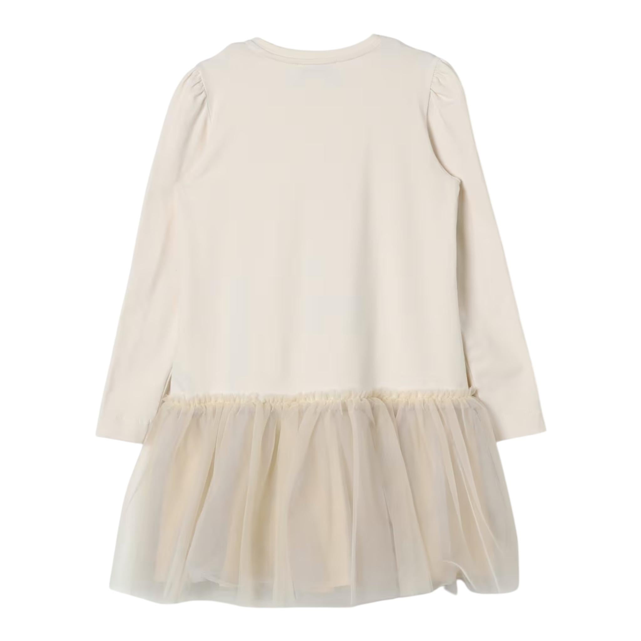 MONNALISA abito manica lunga tinta unita con stampa in contrasto Panna per Bambina 11D906 PANNA MONNALISA 