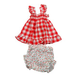 Petit Indi Completo 2 Pezzi Top-Coulotte Bicolore per Neonata SS25B0911 BIANCO/ROSSO PETIT INDI 