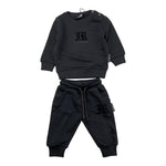 JOHN RICHMOND completo 2pz felpa-pantalone tinta unita con stampa Nero per Neonato RIA25005CF NERO JOHN RICHMOND 