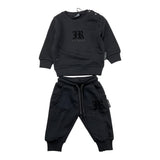 JOHN RICHMOND completo 2pz felpa-pantalone tinta unita con stampa Nero per Neonato RIA25005CF NERO JOHN RICHMOND 