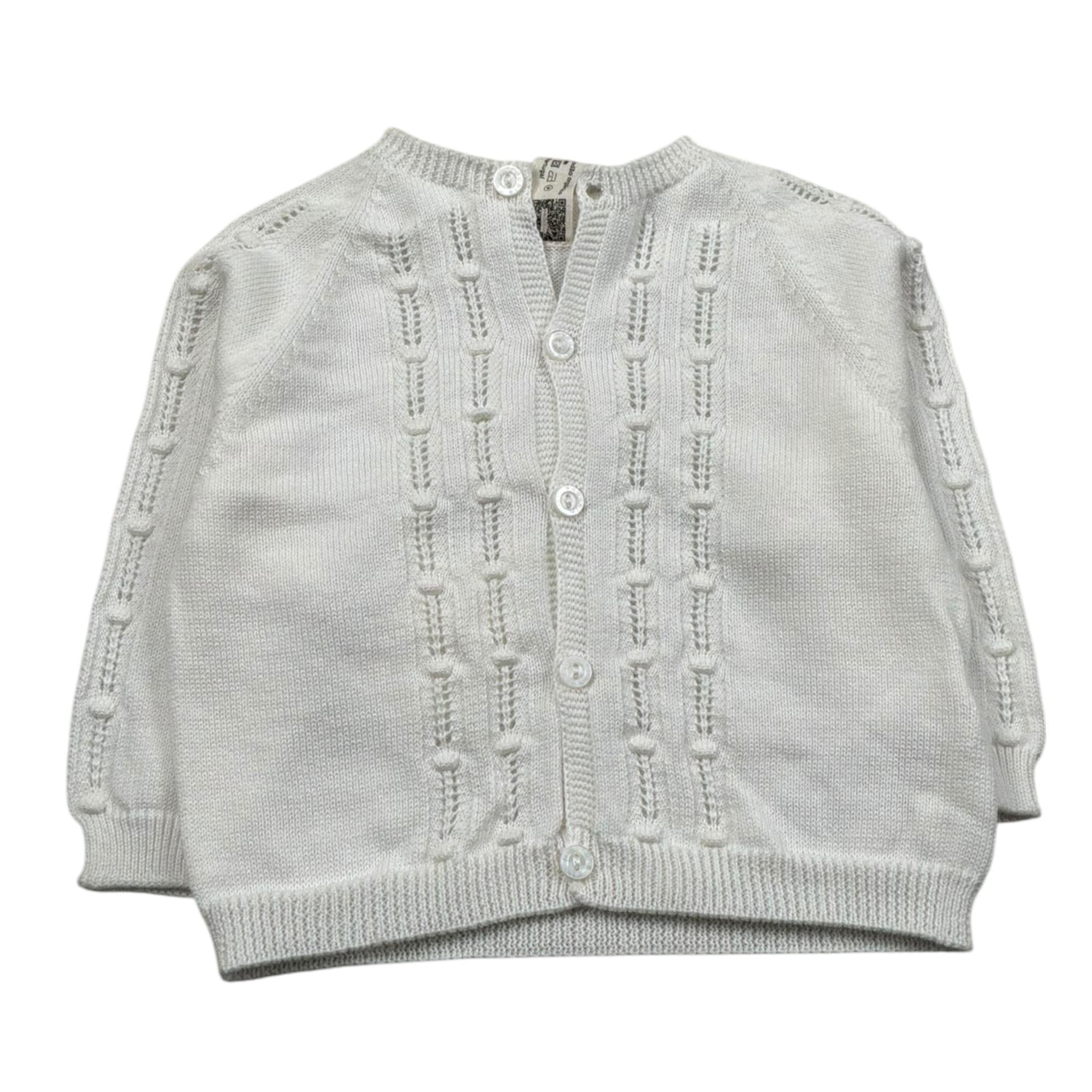 La Stupenderia Cardigan Tinta Unita con Ricami per Neonato V2401308A BIANCO LA STUPENDERIA 