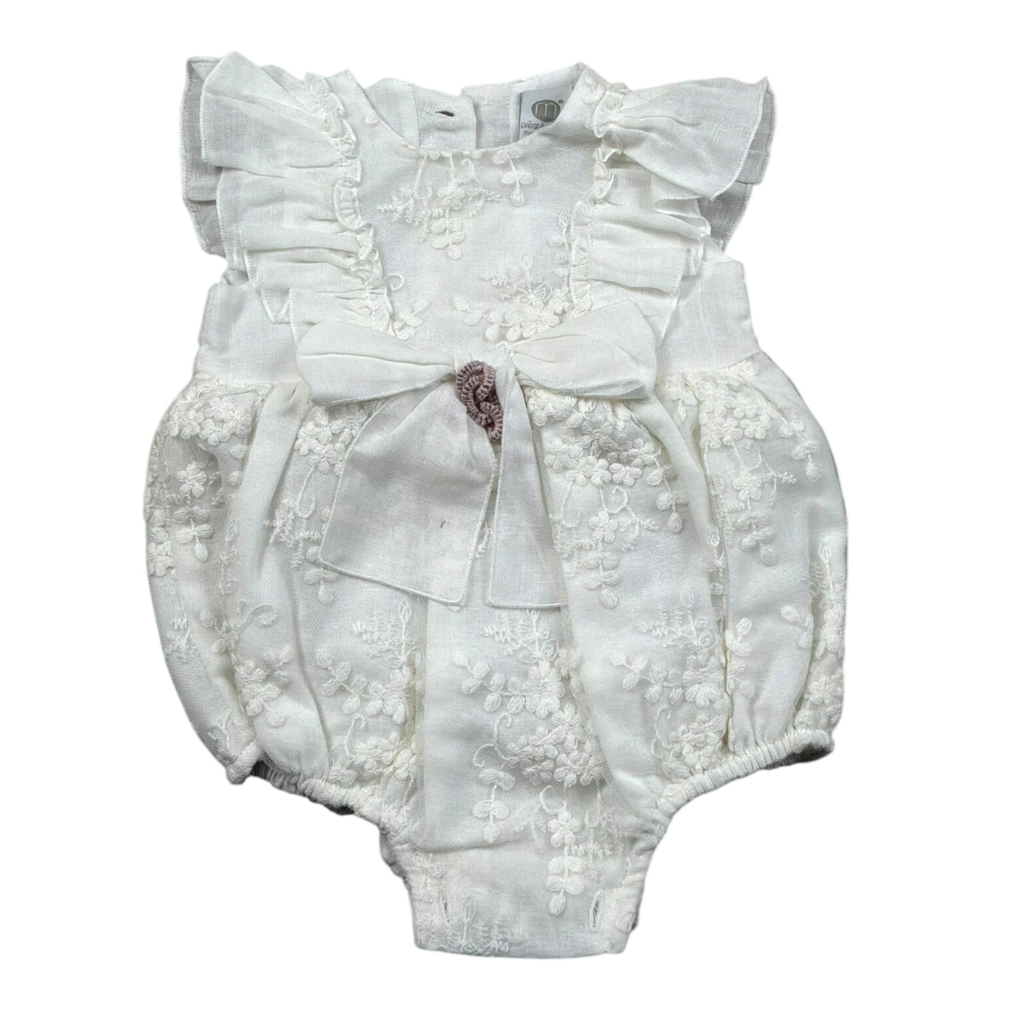 Marlu' Pagliaccetto Mezza Manica Tinta Unita per Neonata MRPP BIANCO MARLU' 