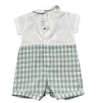 Barcellino Pagliaccetto Bicolore con Fantasia A Quadri per Neonato 120303 BIANCO BARCELLINO 