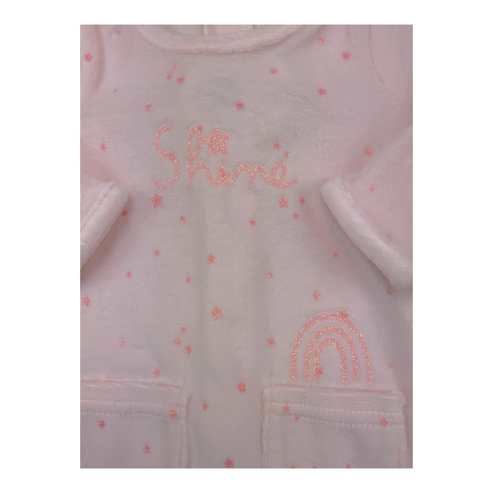 YATSI BABY tutina tinta unita con stampa glitter Rosa per Neonata 24200340 ROSA YATSI BABY 
