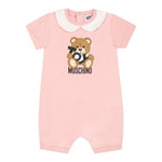 Moschino Pagliaccetto Tinta Unita con Stampa per Neonata MUT049 ROSA MOSCHINO 