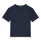 Tommy Hilfiger T-Shirt Girocollo Tinta Unita con Logo per Bambino KB0KB09601 BLU TOMMY HILFIGER 
