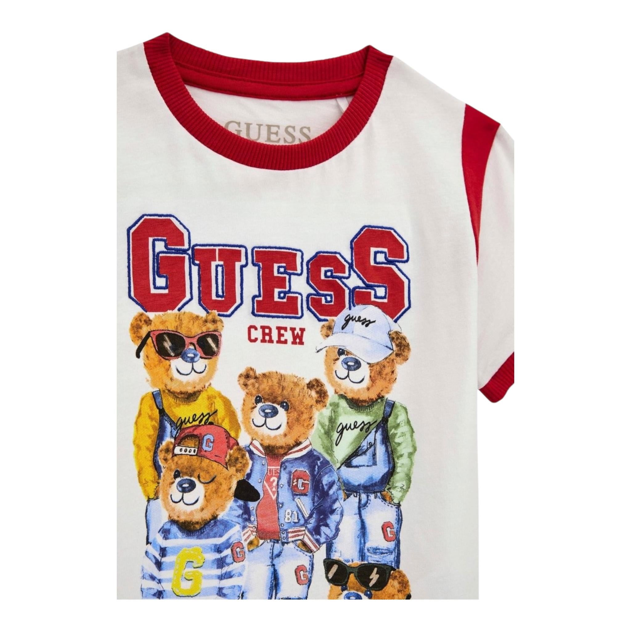 Guess T-Shirt Girocollo Stampa Fantasia per Neonato N5RI04K8HM4 BIANCO GUESS 