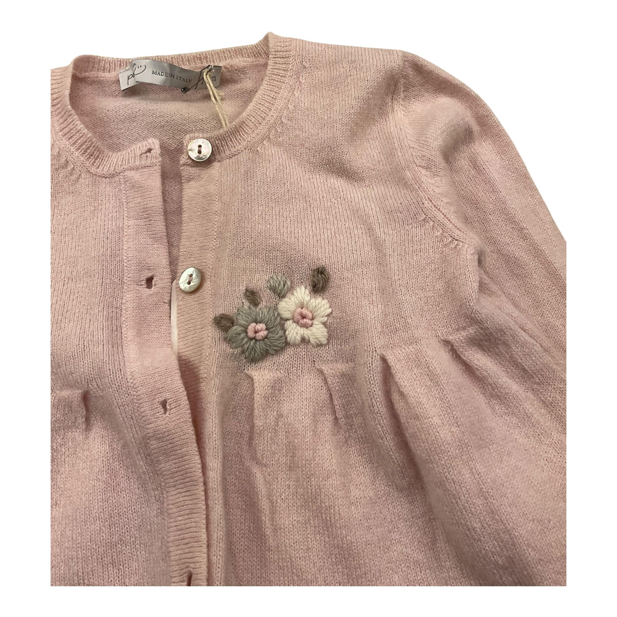 PER TE cardigan tinta unita con ricami Rosa per Neonata 44035 ROSA PER TE 